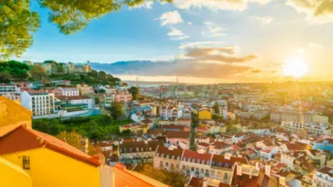Panorama uitzicht over de stad Lissabon, Portugal