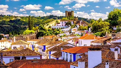 Portugal Obidos ommuurde stad vlakbij Lissabon