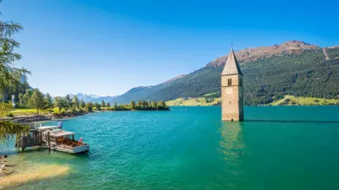 Oostenrijk, Tirol, Nauders Reschensee meer
