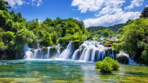 Kroatië, Krka Nationaal Park, watervallen