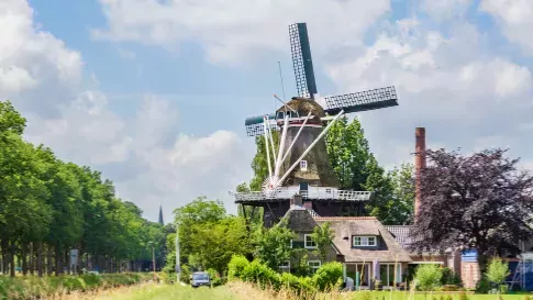 Windmolen bij Museum De Wachter in Zuidlaren in Drenthe, Nederland