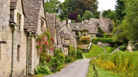 Huizen van Arlington Row in Bibury, Cotswolds, Engeland