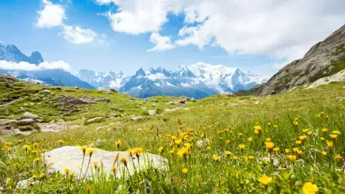 In de bergen van de Mont Blanc in de Franse Alpen, Frankrijk