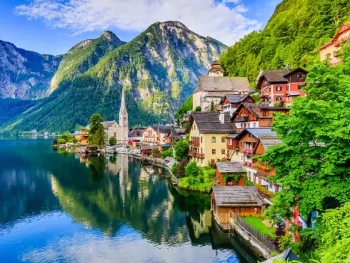 Hallstatt, Oostenrijk. Bergdorpje in Oostenrijkse Alpen me