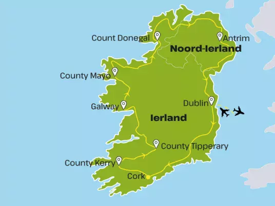 Kaart-Ierland VRIE34 Wild Atlantic Way en Noord Ierland