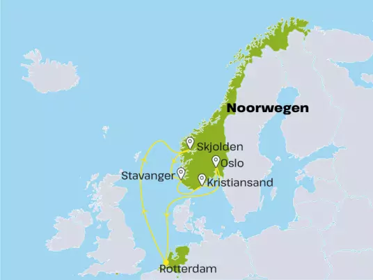 Kaart Noord-Europa zeecruise HSNE15