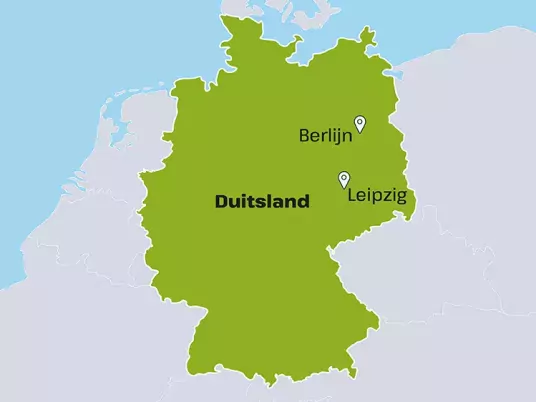 Kaart Duitsland BEDE50 Leipzig Weimar Dresden en Johannes Passion