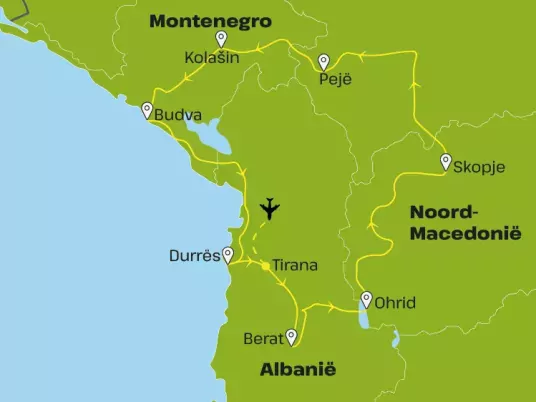 Kaart Albanie Noord Macedonie en Montenegro VRBL01 rr Balkan