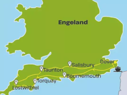 Kaart Zuid-Engeland; Kent tot Lands End BRGB52