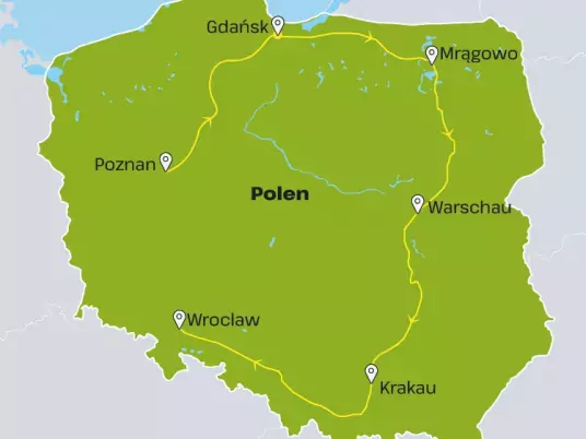 Kaart Polen OSPL41 Culturele rondreis Polen