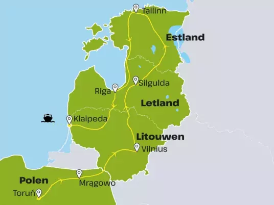 Kaart Estland Letland Litouwen en Polen BROE04 Baltische Staten en Polen