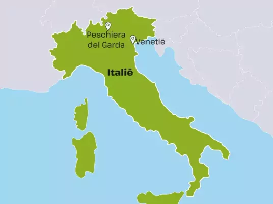 Kaart Italië - Peschiera de Garda en Venetie