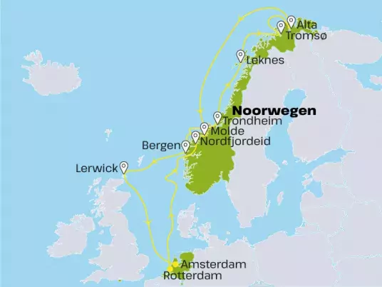 Kaart Noord-Europa zeecruise HSNE27