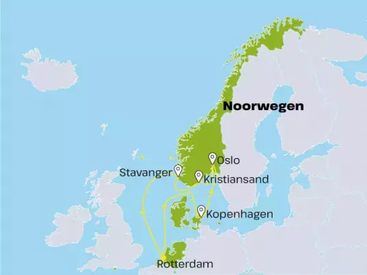 Kaart Noord-Europa cruises HSNE19