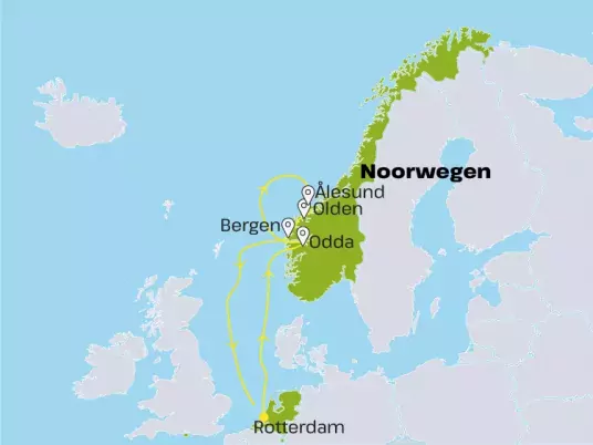 Kaart Noord-Europa zeecruise HSNE25