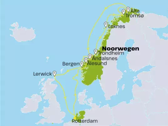 Kaart Noord-Europa zeecruises HSNE28