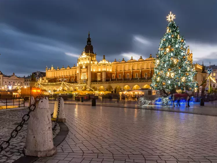 Kerst op Main Market Square in Krakau