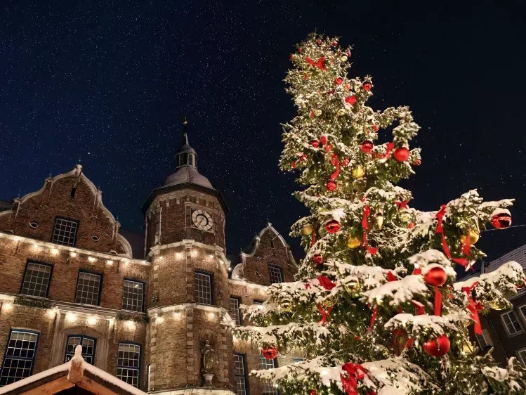 Kerstboom bij Marktplatz in Düsseldorf