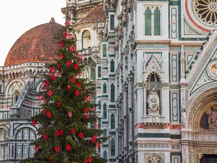 Kerstboom bij de Santa Maria del Fiore kathedraal in Florence