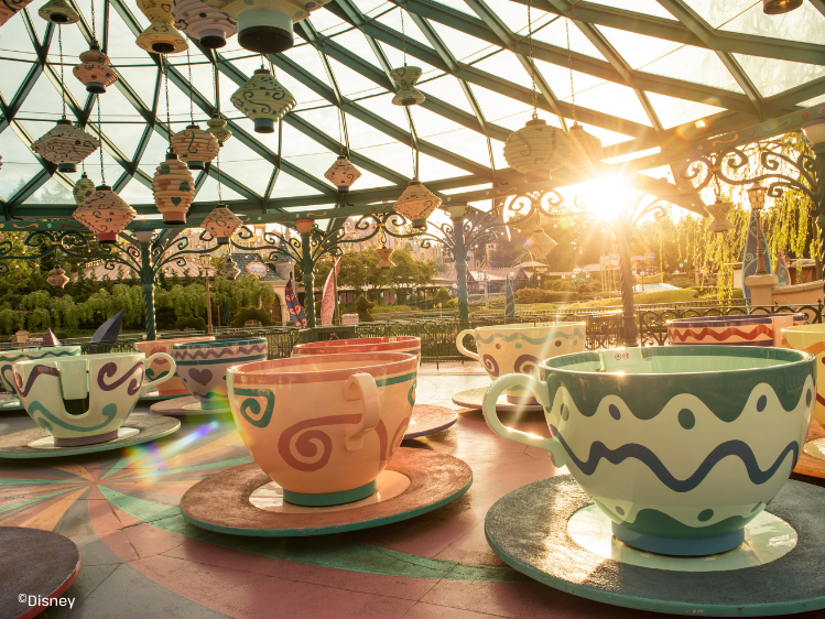 Disneyland Paris - Mad Hatter's Tea Cups - theekopjes met zonsondergang