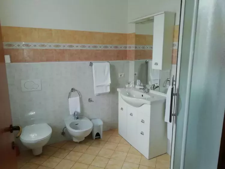 Badkamer van voorbeeld kamer van Hotel Albergo Breglia in Plesio 