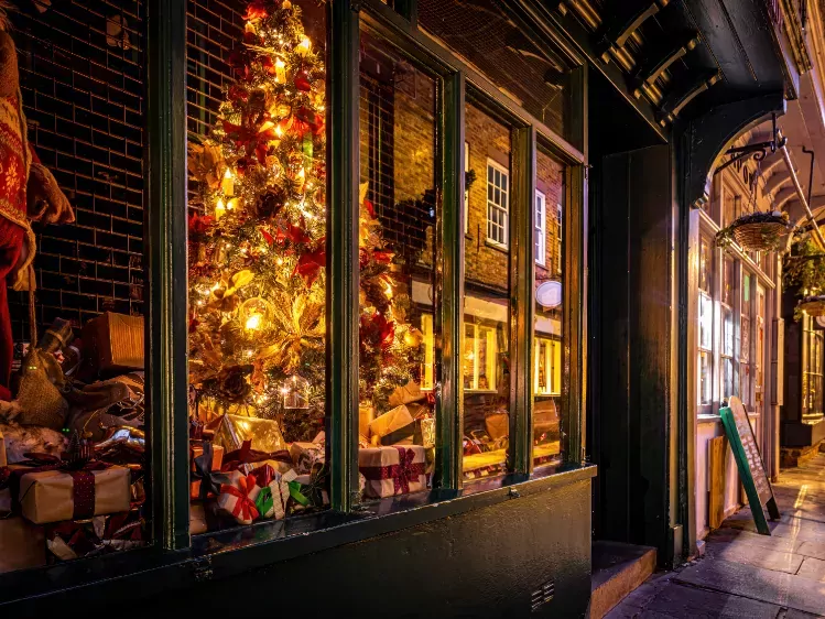 Kerst in etalage in York