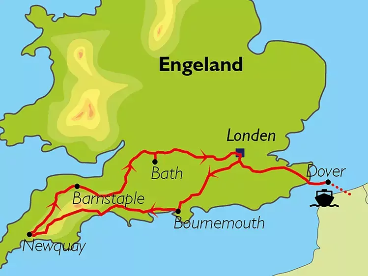 Map: Wandelreis Cornwall & Devon (Oad)
