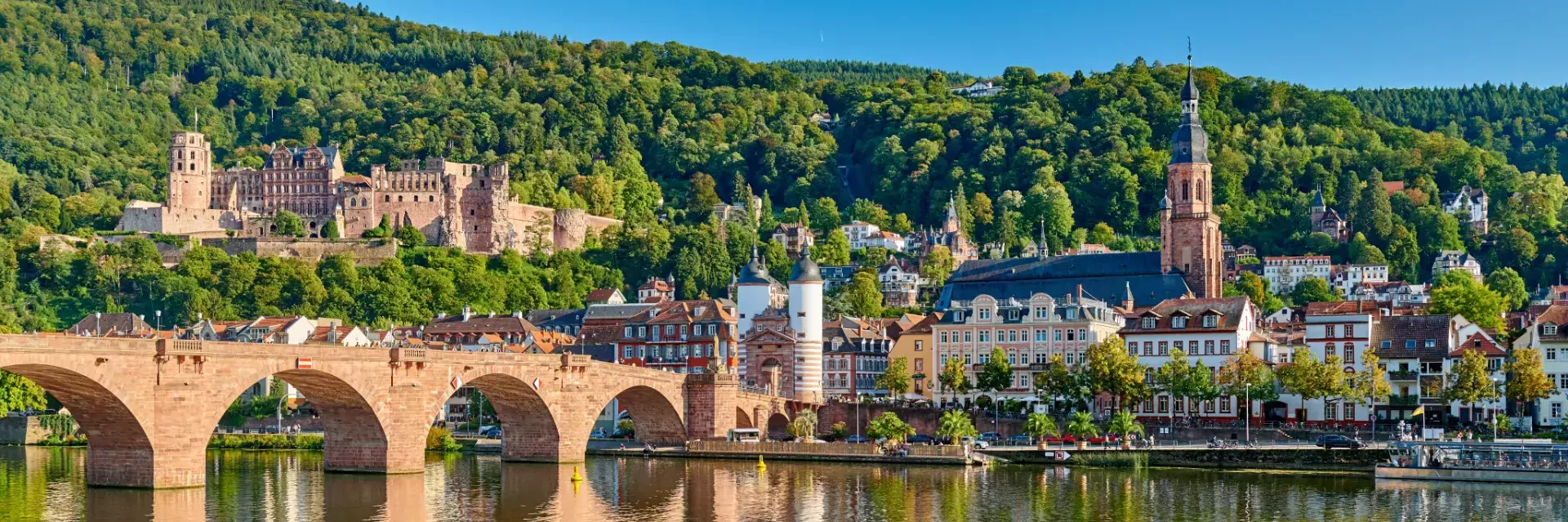 Karl Theodor Brug bij de Neckar rivier in Heidelberg, Duitsland