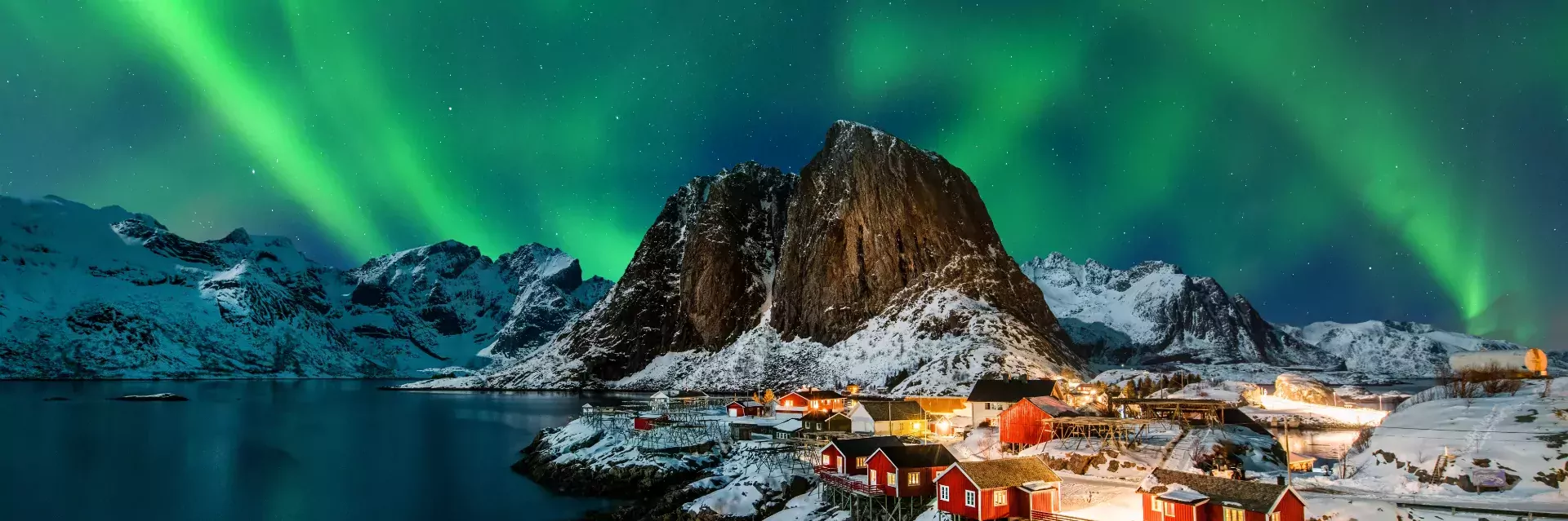 Noorderlicht op de Lofoten Noorwegen Noordkaap