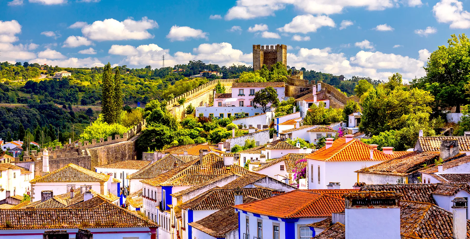 Portugal Obidos ommuurde stad vlakbij Lissabon
