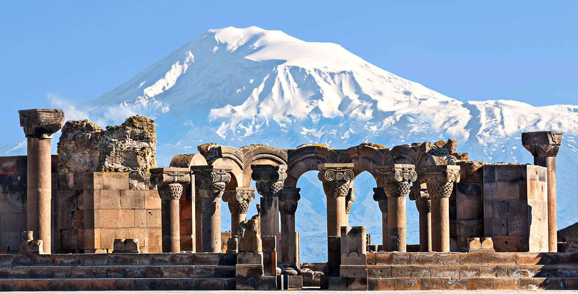 Armenië, Ruïnes van de Tempel van Zvartnots, Berg Ararat, Yerevan
