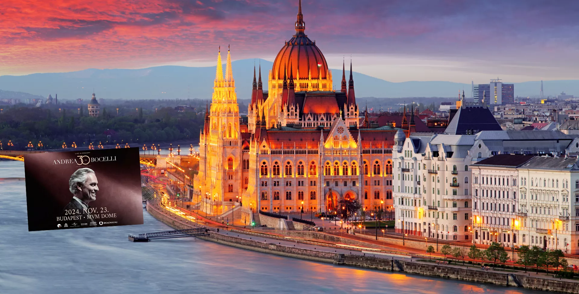 Hongarije Budapest Hongaarse parlement met Bocelli