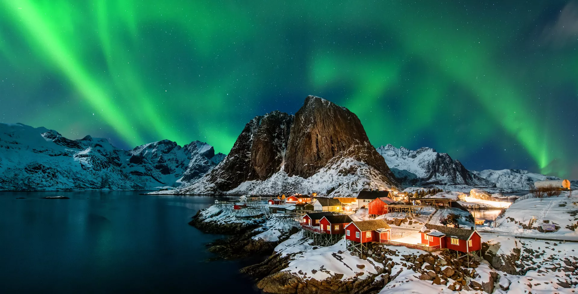 Noorderlicht op de Lofoten Noorwegen Noordkaap