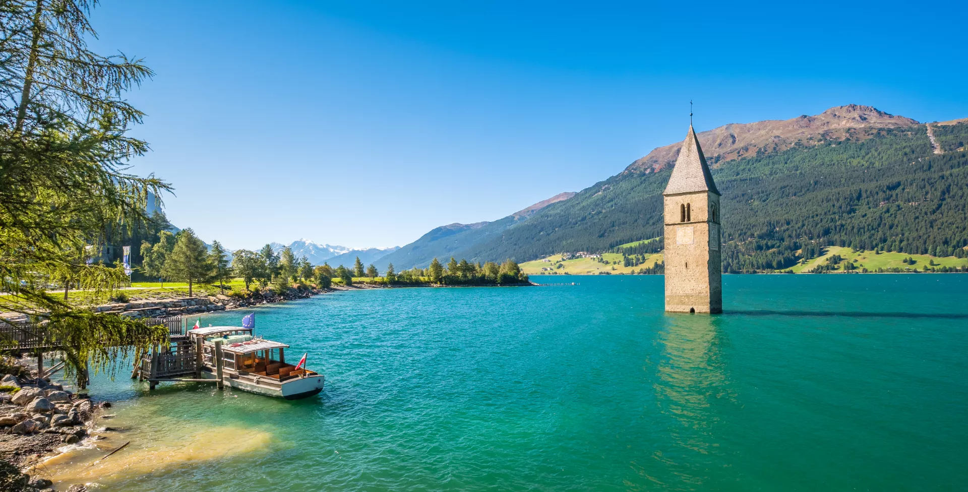 Oostenrijk, Tirol, Nauders Reschensee meer